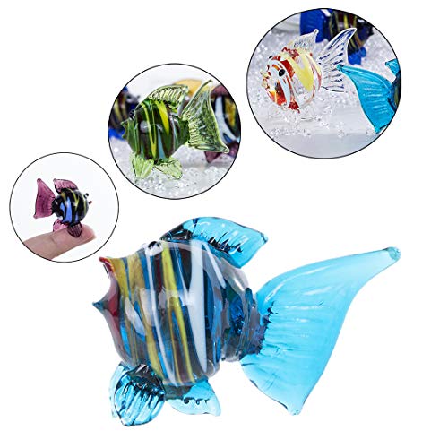 HDCRYSTALGIFTS - Juego de 6 adornos de cristal hechos a mano, vidrio, Peces tropicales