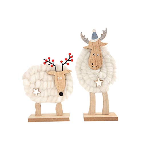 Healifty 2 piezas de madera de reno de Navidad decoración de fieltro de lana fina ciervo para decoración navideña, tela, Reno fino, Medium