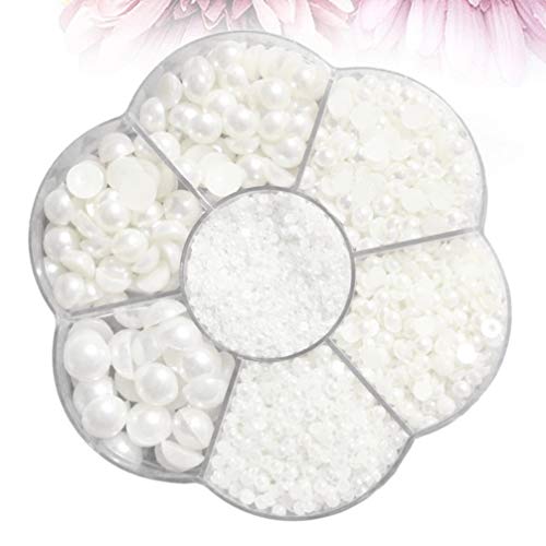 Healifty 5600 Piezas Cuentas de Fondo Plano Falso Cabujón de Perlas de Espalda Plana para Manualidades Adorno de Scrapbooking Diy Teléfono Fabricación de Uñas Suministros