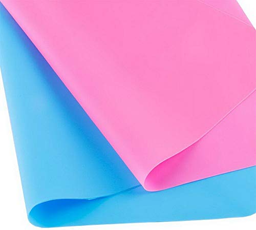 Heatigo - Juego de 2 láminas de silicona para artesanía, joyas, moldes de fundición, calidad alimentaria, silicona, sin BPA, apto para lavavajillas, alfombrilla de silicona (rosa/azul)
