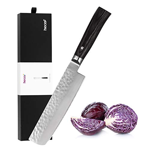 hecef Cuchillo de Chef para Fruta y Verduras, 7 Pulgadas Cuchillo Nakiri