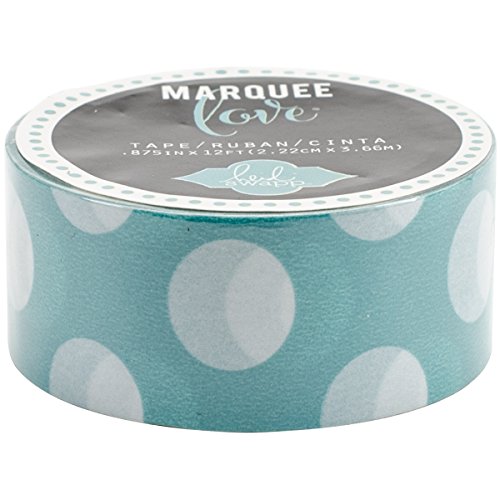 Heidi Swapp Marquee Tape Washi Cinta Adhesiva Lunares Azules, Papel de Arroz, Turquesa, 3x4x4 cm