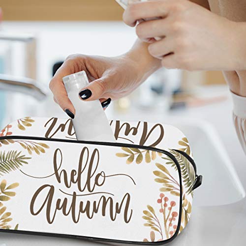 Hello Autumn Leaves Neceser de Viaje portátil para Maquillaje, Bolsa de Almacenamiento multifunción, Bolsa de Lona para Mujeres y niñas