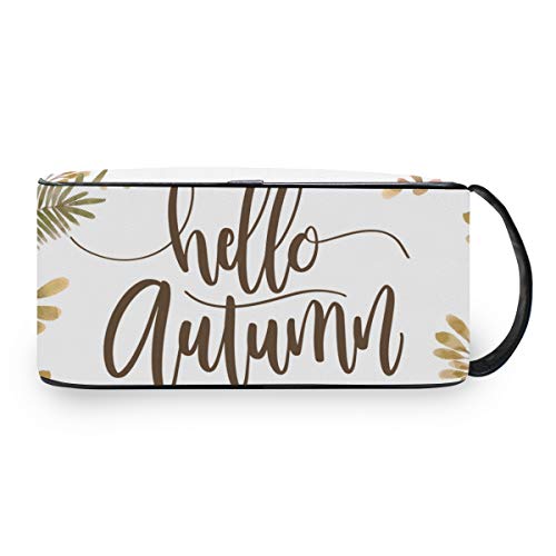 Hello Autumn Leaves Neceser de Viaje portátil para Maquillaje, Bolsa de Almacenamiento multifunción, Bolsa de Lona para Mujeres y niñas