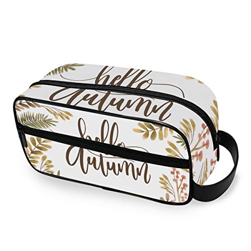 Hello Autumn Leaves Neceser de Viaje portátil para Maquillaje, Bolsa de Almacenamiento multifunción, Bolsa de Lona para Mujeres y niñas