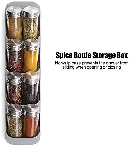 HelloCreate Organizador de tarros de especias, bandeja organizadora de cajones de cocina, 8 rejillas para organizar suministros de cocina