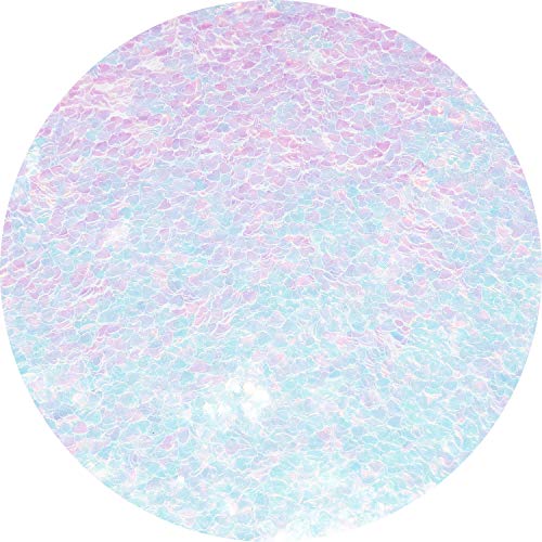 Hemway Ultra Sparkle Glitter - 1/8" 0.15" 3mm - Corazón en forma de San Valentín Amor Glitter clavos, cara, artes, manualidades y decoración - Madre de perla - 50g