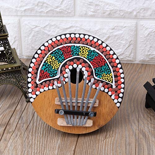 HENGTONGTONGXUN 7 dedo pulgar clave Kalimba Piano de bolsillo sintonizable cáscara de coco pintado teclado Marimba instrumento musical de madera Fácil de usar