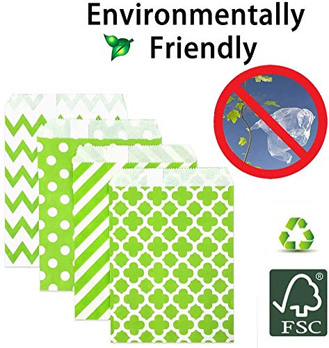 HENJI Bolsas de Papel Kraft,100 Bolsas Pequeñas de Regalo de Papel Kraft Pequeñas, Bolsas de Papel de Pascua, para Bolsas de Almuerzo, Bocadillos, Almuerzos, Decoración de Bodas, etc. (Fruta Verde)