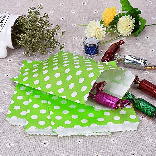 HENJI Bolsas de Papel Kraft,100 Bolsas Pequeñas de Regalo de Papel Kraft Pequeñas, Bolsas de Papel de Pascua, para Bolsas de Almuerzo, Bocadillos, Almuerzos, Decoración de Bodas, etc. (Fruta Verde)