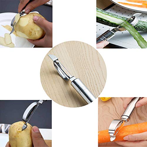 Her Kindness 2PCS Universal Pelador,Pelador con Forma de Y,Acero Inoxidable Pelador Pelar Frutas y Verduras(Plata)