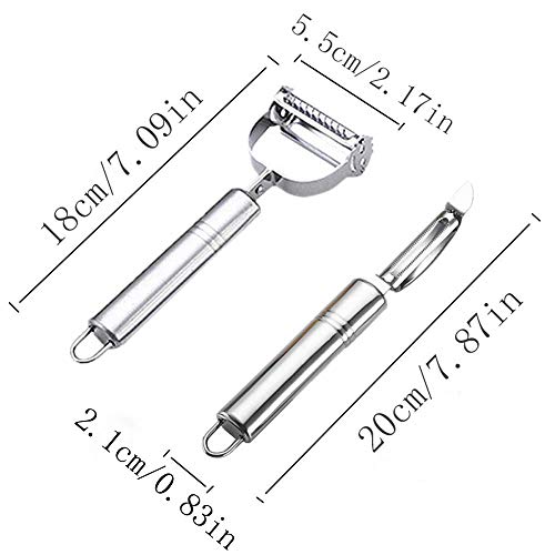 Her Kindness 2PCS Universal Pelador,Pelador con Forma de Y,Acero Inoxidable Pelador Pelar Frutas y Verduras(Plata)