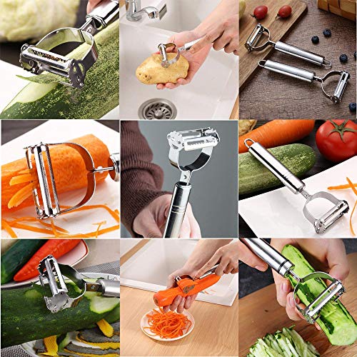 Her Kindness 2PCS Universal Pelador,Pelador con Forma de Y,Acero Inoxidable Pelador Pelar Frutas y Verduras(Plata)