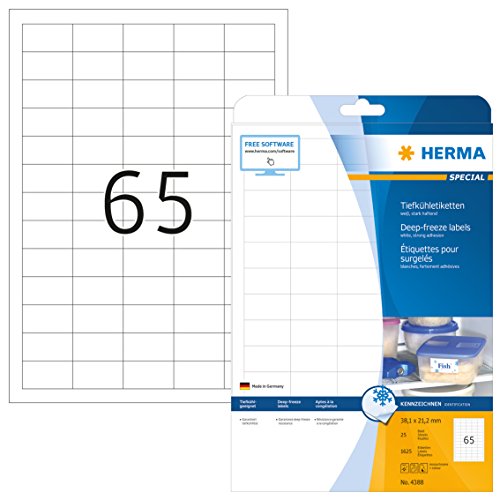 Herma 4388 - Pack de 1625 etiquetas, 38.1 x 21.2 mm, color blanco