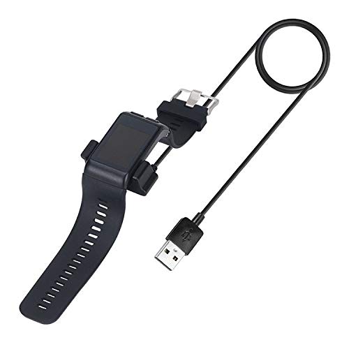 Heydayling Longitud del Cable: 1,2 m (Negro), Cargador de sustitución de Cable de Cargador de pie for Garmin VivoActive HR Reloj Brillante (Color : Black)