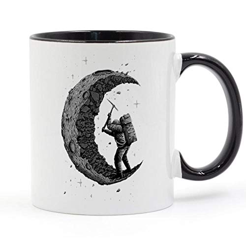 HHGHF Excavando La Luna Taza De Diseño Café Leche Taza De Cerámica Regalos Creativos De Bricolaje 11Oz-Red_301-400Ml