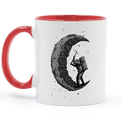 HHGHF Excavando La Luna Taza De Diseño Café Leche Taza De Cerámica Regalos Creativos De Bricolaje 11Oz-Red_301-400Ml