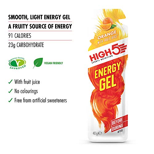 HIGH5 Gel Energético Bolsitas de Liberación Rápida con Zumo de Fruta Natural (Naranja)
