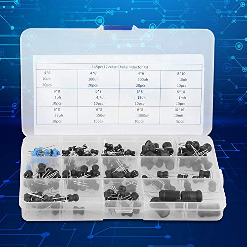 Hilitand 145 Piezas 12 valores inductores de reactancia Surtidos Kit inductores 10uH-10mH con Cajas
