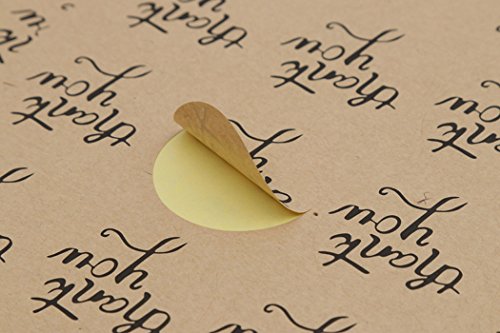 Hillento 20 hojas de forma redonda gracias pegatina de papel artesanal Gracias etiqueta, etiquetas adhesivas, pegatinas de sellado decorativas, kraft de papel natural, (juego de 240)