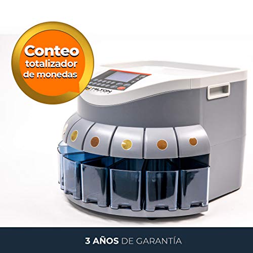 HILTON EUROPE G-550 Contador de monedas Clasificador de monedas de euro con capacidad de 200 500 monedas indicando el valor total e individual del conteo de monedas clasificadas