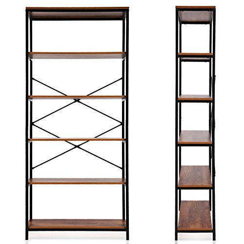 Himimi Estante para Libros Librería Estilo Industrial de 5 niveles estantería de almacenamiento para Salón, Cocina, Oficina 180 x 80,3 x 30cm