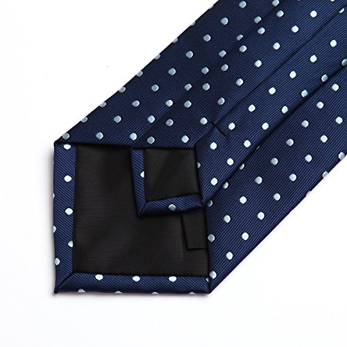 HISDERN Dot Floral Wedding Tie Panuelo para hombres Corbata y bolsillo cuadrado azul marino