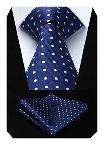 HISDERN Dot Floral Wedding Tie Panuelo para hombres Corbata y bolsillo cuadrado azul marino