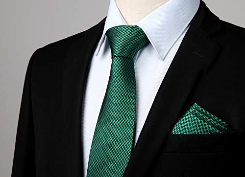HISDERN Pata de gallo de los hombres Lazo del banquete de boda Panuelo Conjunto de corbata y bolsillo cuadrado