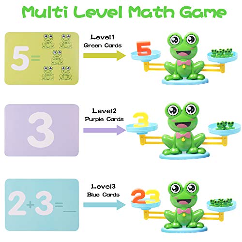 Hiveseen Juguetes Educativos para Niños, 64Pcs Rana Equilibrio Juguete de Matemáticas, Juguetes Montessori para Niños y Niñas