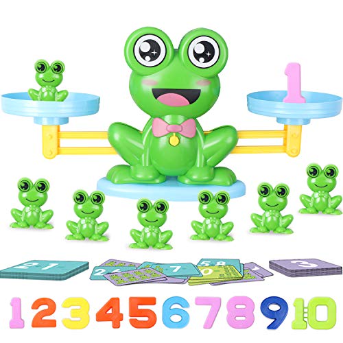 Hiveseen Juguetes Educativos para Niños, 64Pcs Rana Equilibrio Juguete de Matemáticas, Juguetes Montessori para Niños y Niñas