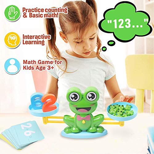 Hiveseen Juguetes Educativos para Niños, 64Pcs Rana Equilibrio Juguete de Matemáticas, Juguetes Montessori para Niños y Niñas