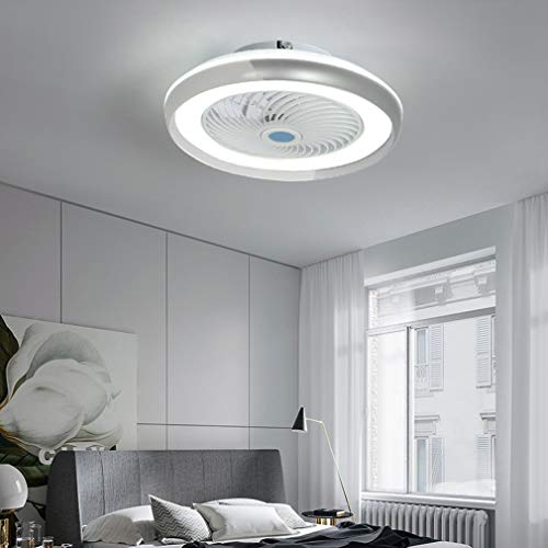 HKLY LED Invisible Ventilador de Techo con Luz y Mando a Distancia, Ventilador Silencioso Control Remoto Regulables Tiempo Lámpara de Techo para Sala de Estar Dormitorio Habitación Infantil 60W,Gris