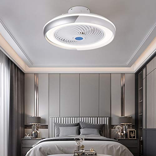 HKLY LED Invisible Ventilador de Techo con Luz y Mando a Distancia, Ventilador Silencioso Control Remoto Regulables Tiempo Lámpara de Techo para Sala de Estar Dormitorio Habitación Infantil 60W,Gris
