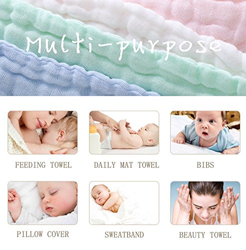 Hmlike Muselina Bebé Algodón, 6 Piezas 33x33cm Toallitas Bebe Muselinas Bambú Toalla Facial Infantil, Accesorios Regalo para Niño Recién Nacido