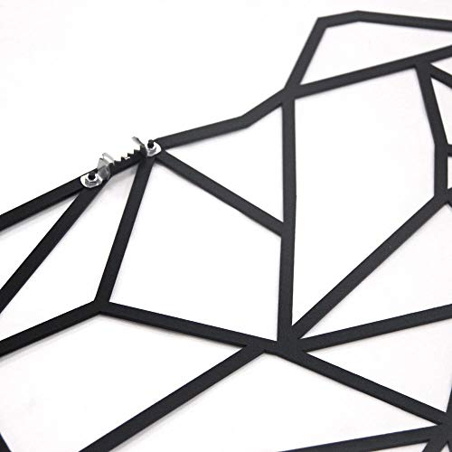 Hoagard Metal World Map - Decoración geométrica para pared - Mapamundi XL - Metal - Negro - 80 x 140 cm