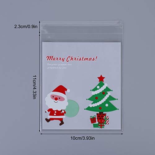 HONGXIN-SHOP Bolsas de Dulces de Navidad Muñeco de Nieve Santa Autoadhesivas Bolsa de Galletas Transparente para Regalo de Fiesta 300 Piezas