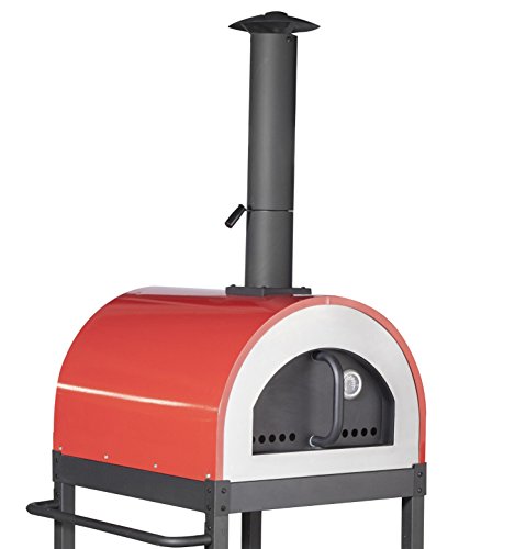 Horno de leña para pizza de acero para barbacoas de jardín y exterior, con refractario