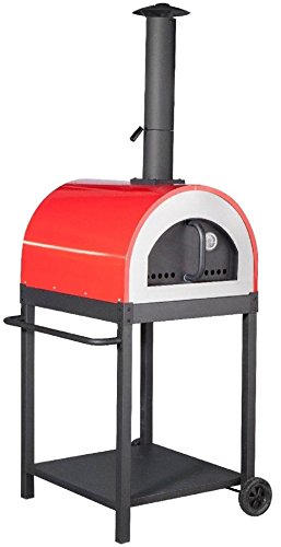Horno de leña para pizza de acero para barbacoas de jardín y exterior, con refractario