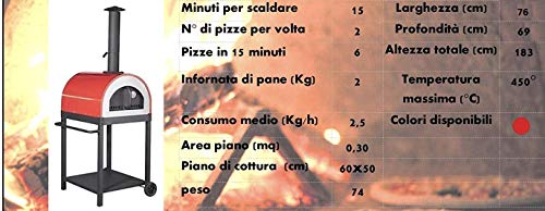 Horno de leña para pizza de acero para barbacoas de jardín y exterior, con refractario