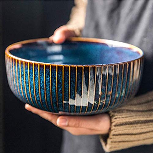 Hoteck - Ensaladera de cerámica, gran porcelana, 21 cm, color azul