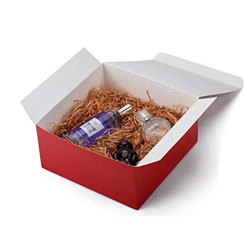 HOUSE DAY Paquete de 10 Cajas de regalo Cajas de regalo de 20x20x10cm para damas de honor Cajas de regalo Kraft blancas con tapas para hacer manualidades, Cajas de magdalenas （Rojo）