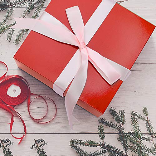 HOUSE DAY Paquete de 10 Cajas de regalo Cajas de regalo de 20x20x10cm para damas de honor Cajas de regalo Kraft blancas con tapas para hacer manualidades, Cajas de magdalenas （Rojo）