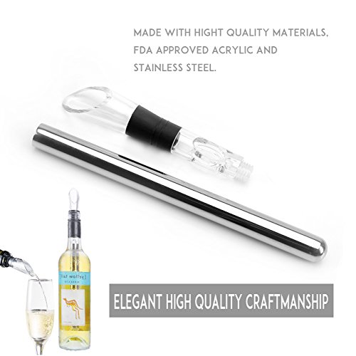 HOVINSO Enfriador de Vino, Enfriador Stick aireador de Vino decantador acrílico Wine Chiller Alimentado por tapón de Silicona Enfriador de Wine Bottle Cooler Stick
