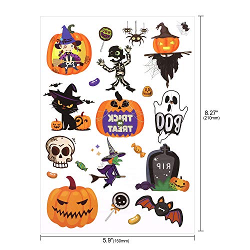 HOWAF Halloween Tatuajes Temporales para Niños, Tatuaje Falso Pegatinas para Niñas y Niños para el Favor de la Fiesta de Halloween Regalo, Truco o Trato