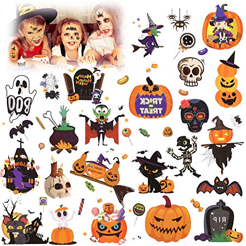 HOWAF Halloween Tatuajes Temporales para Niños, Tatuaje Falso Pegatinas para Niñas y Niños para el Favor de la Fiesta de Halloween Regalo, Truco o Trato