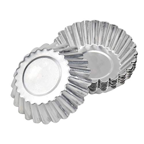 HQdeal 30 Piezas Molde de Tartaleta de Huevo Aluminio, Moldes Mini Tartaletas,Molde para Magdalenas, Moldes para Hornear, Molde del Pudin para Galletas,no Adhesivo y Reutilizable, Plateado