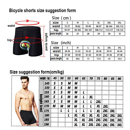 HTTOAR Calzoncillos de Bicicleta Ropa Interior Pantalones Cortos de Ciclismo Deportivo Pantalones Cortos de Bicicleta Acolchados 3D para Hombre Ropa Interior con Antideslizantes (19D, M)
