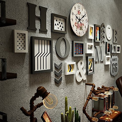HUABEI 30CM Reloj de Pared Vintage Retro Silencioso Decoración para Habitación Dormitorio Cocina Oficina Bar
