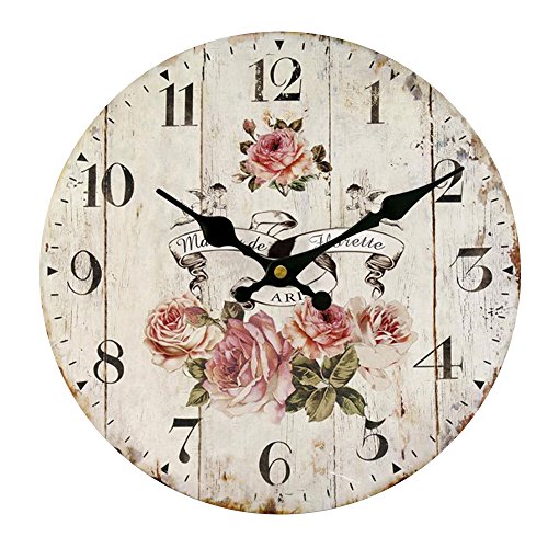 HUABEI 30CM Reloj de Pared Vintage Retro Silencioso Decoración para Habitación Dormitorio Cocina Oficina Bar